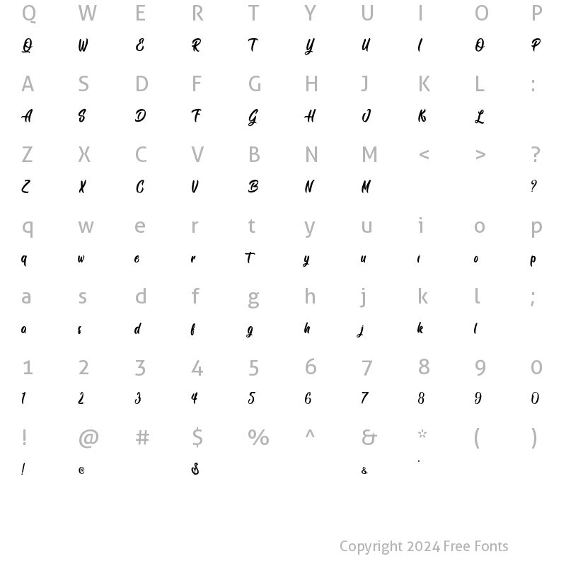 Character Map of Siam Giants Regular