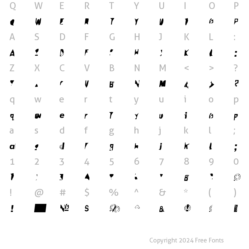 Character Map of Sidewalker Italic