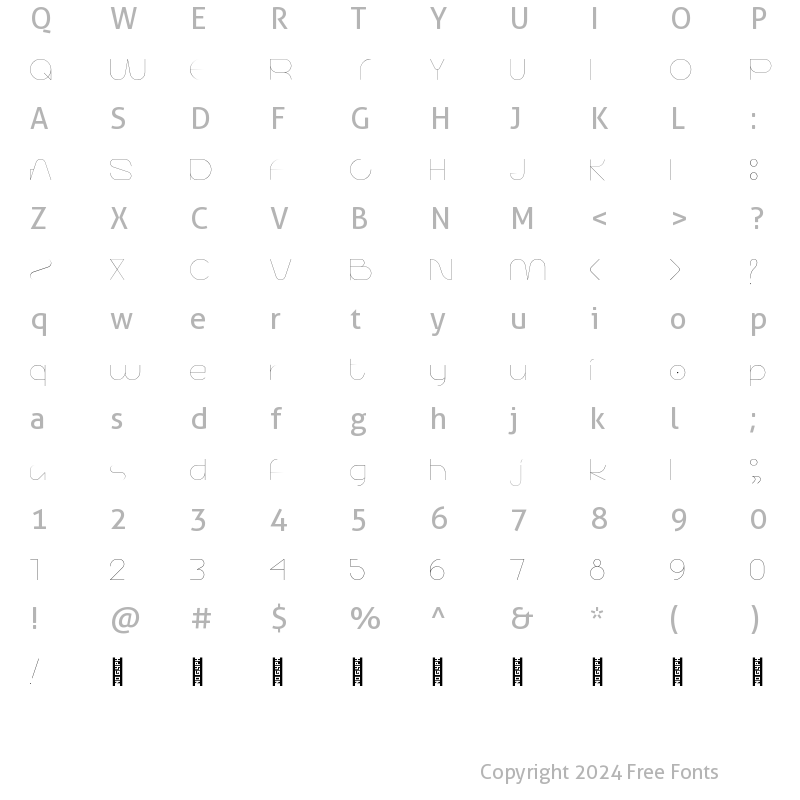 Character Map of sidiqie light