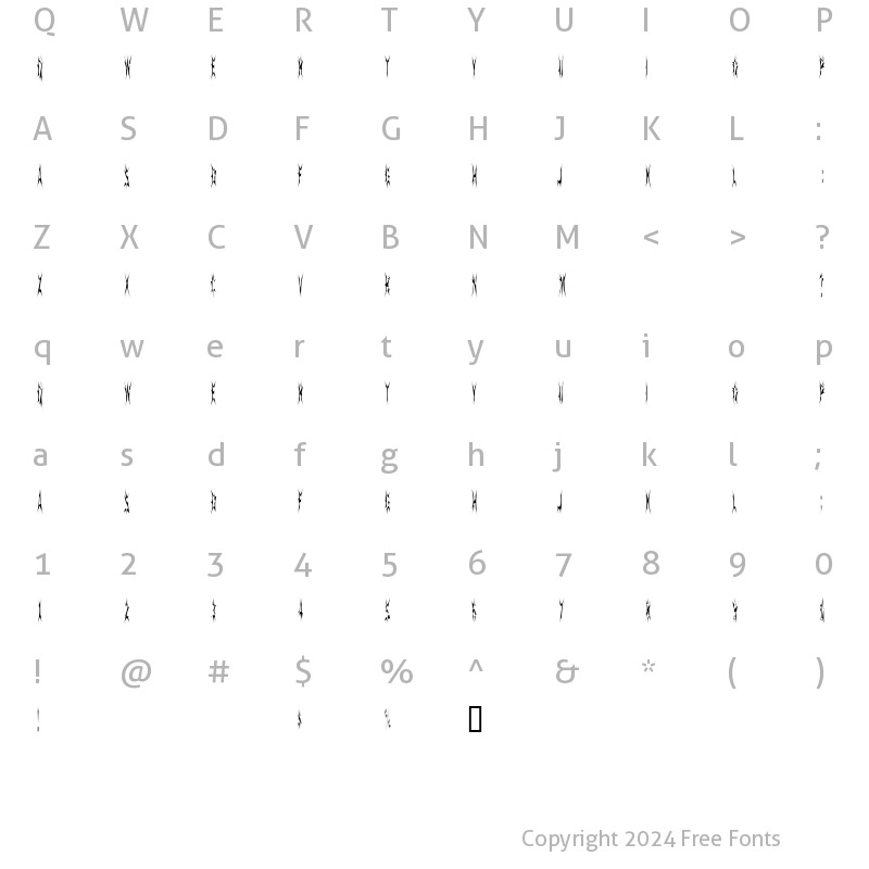 Character Map of SidTheSpider Regular