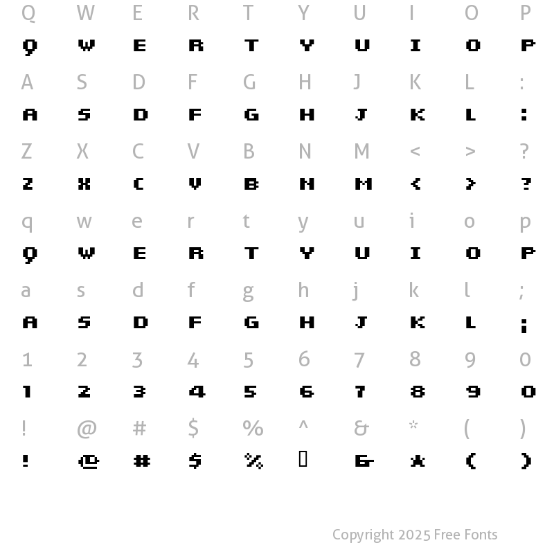 Character Map of sieben Bold