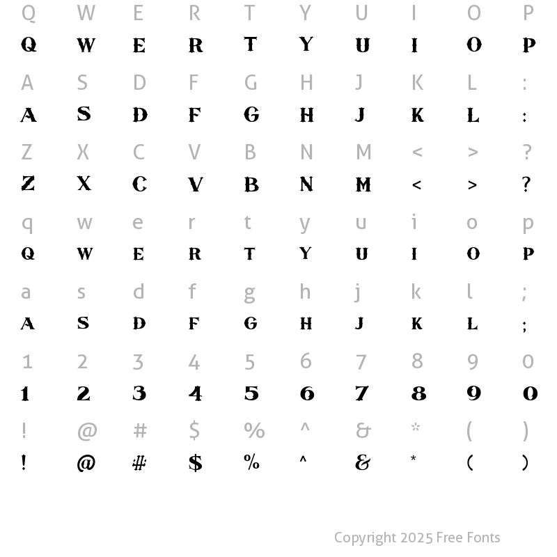 Character Map of Sieber & Satire Regular