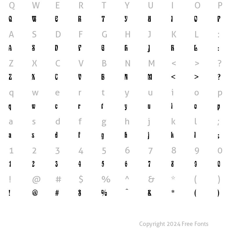 Character Map of Siegfried AlternateA Regular