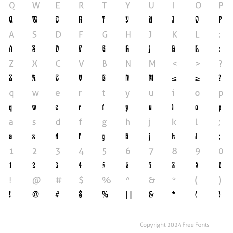 Character Map of Siegfried DB Medium