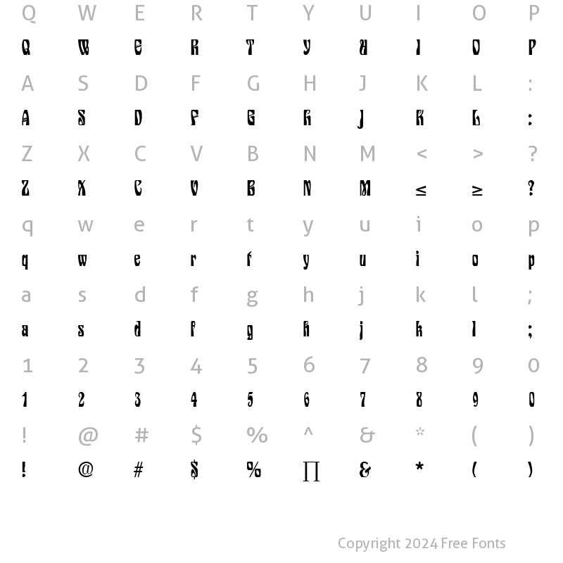 Character Map of Siegfried Medium