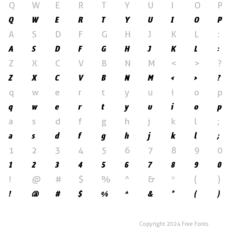 Character Map of Sigma-Condensed-Oblique Bold