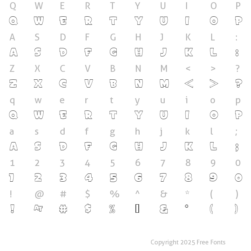 Character Map of Sign Painter's Gothic Open JL Regular