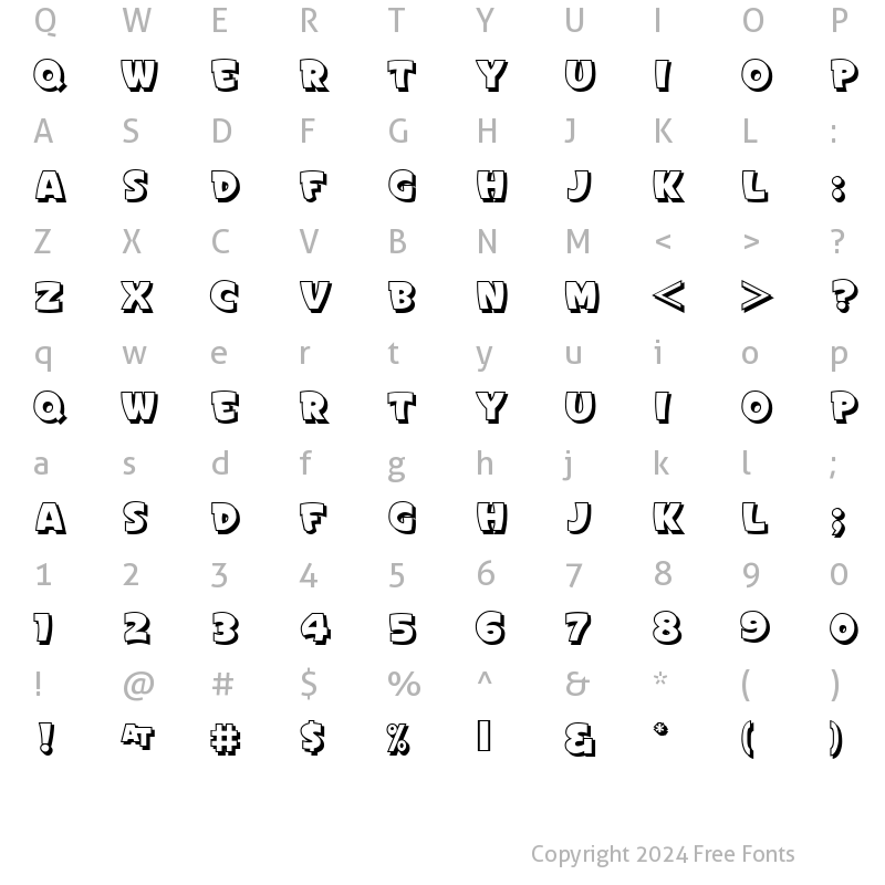 Character Map of Sign Painter's Gothic Shaded JL Regular