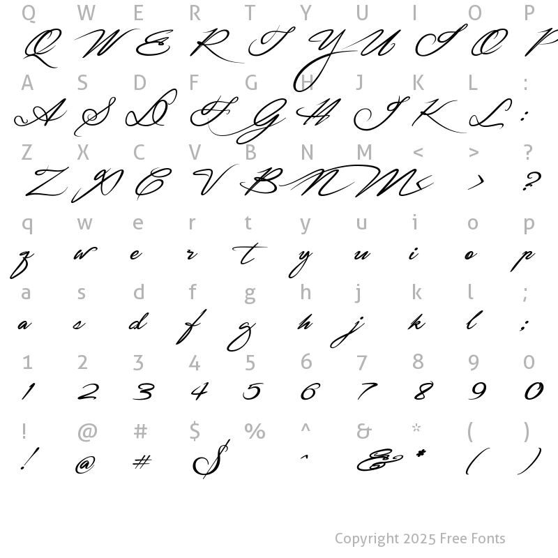 Character Map of Signarita Zhai Regular