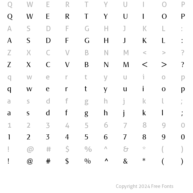 Character Map of Signata BQ Regular