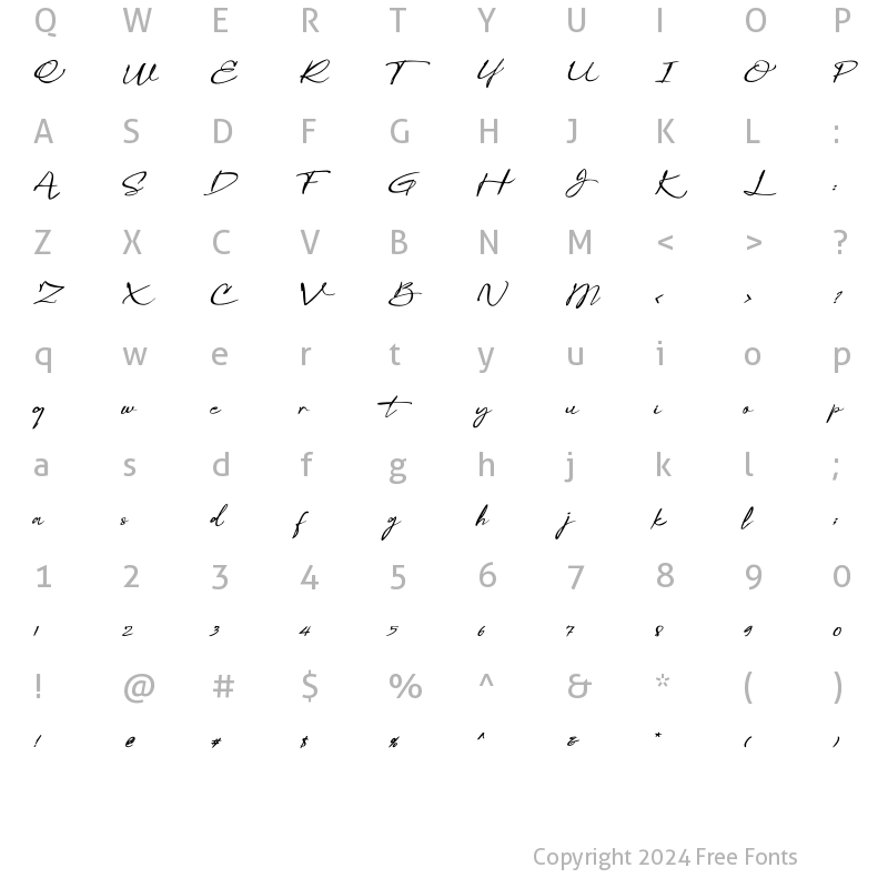 Character Map of Signatrue Regular