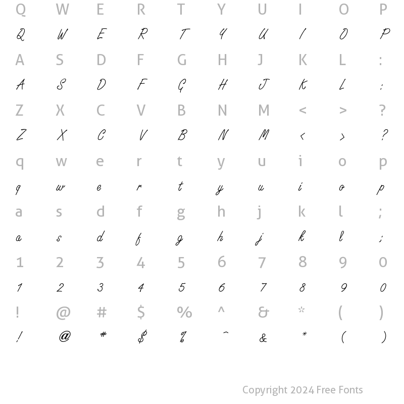 Character Map of Signature Font Regular