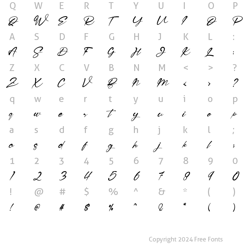 Character Map of Signature Handmade Regular