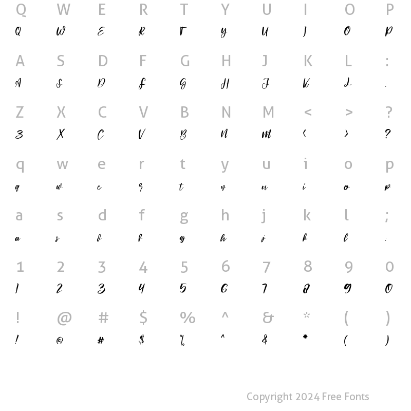 Character Map of Signature hawk Regular