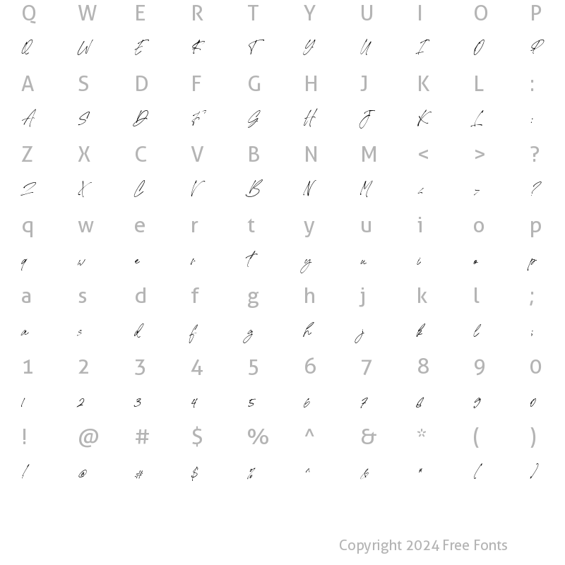 Character Map of Signature United Italic