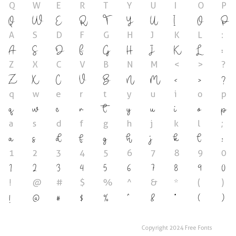 Character Map of Signature Valentine Regular