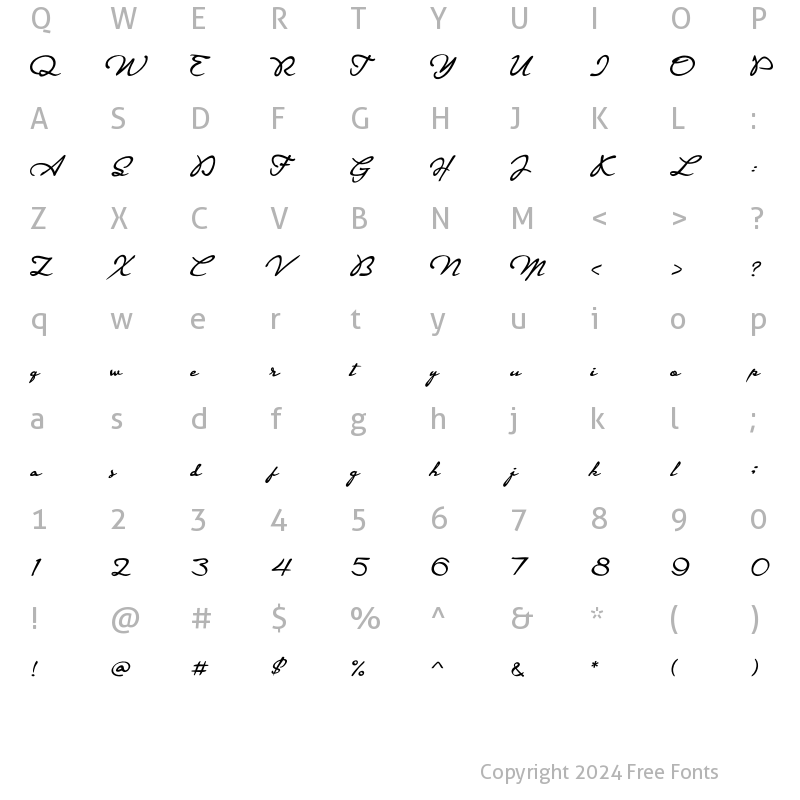 Character Map of Signaturia Regular