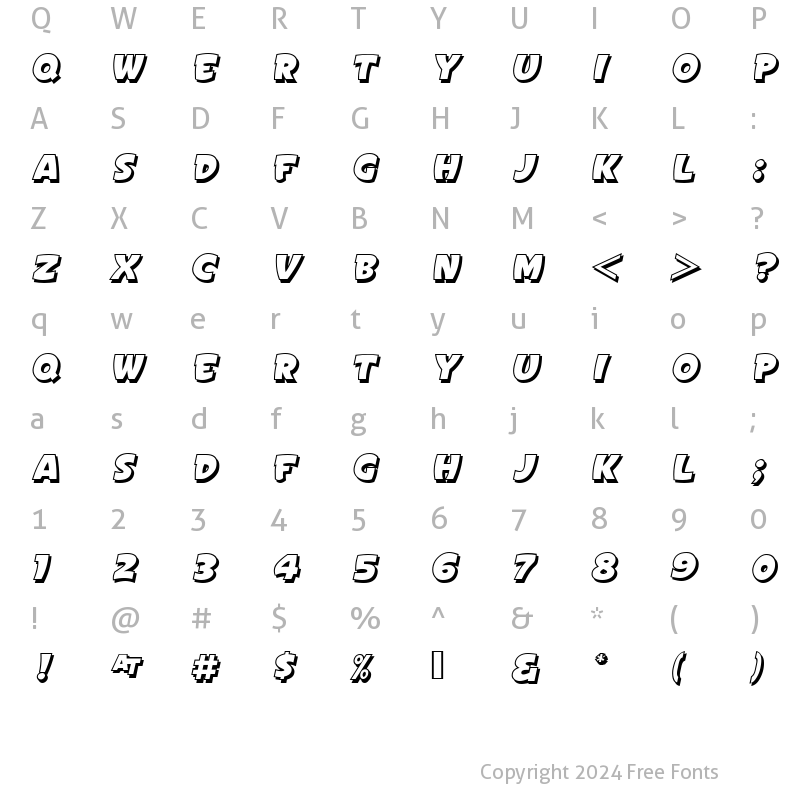 Character Map of SignPainter'sGothicItal.Sh. JL Regular