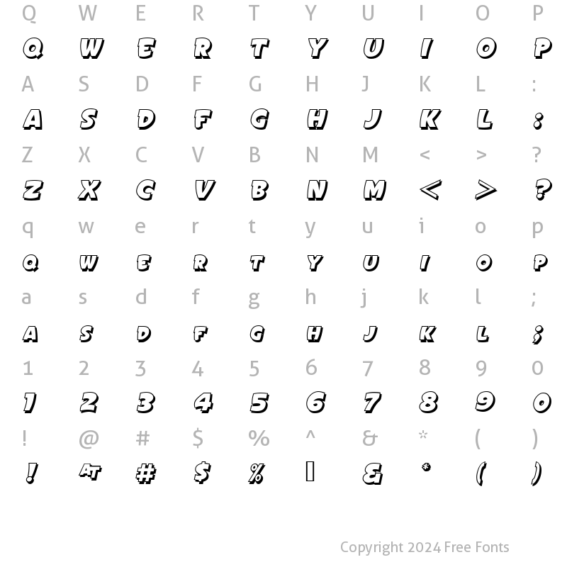 Character Map of SignPainter'sGothicIt.Sh.SC JL Regular