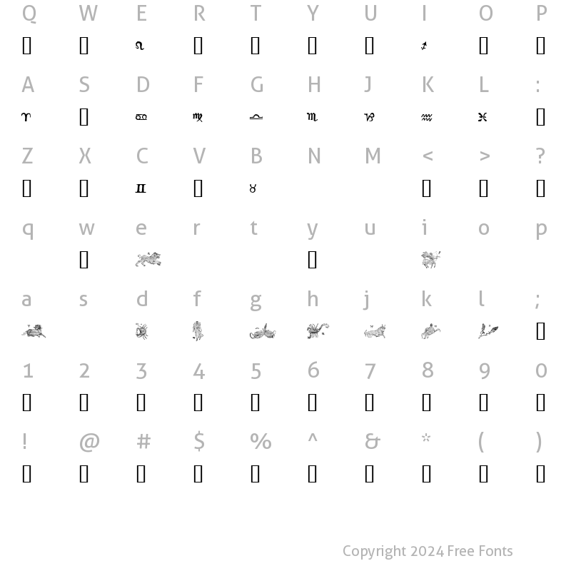 Character Map of signs of the zodiac Regular