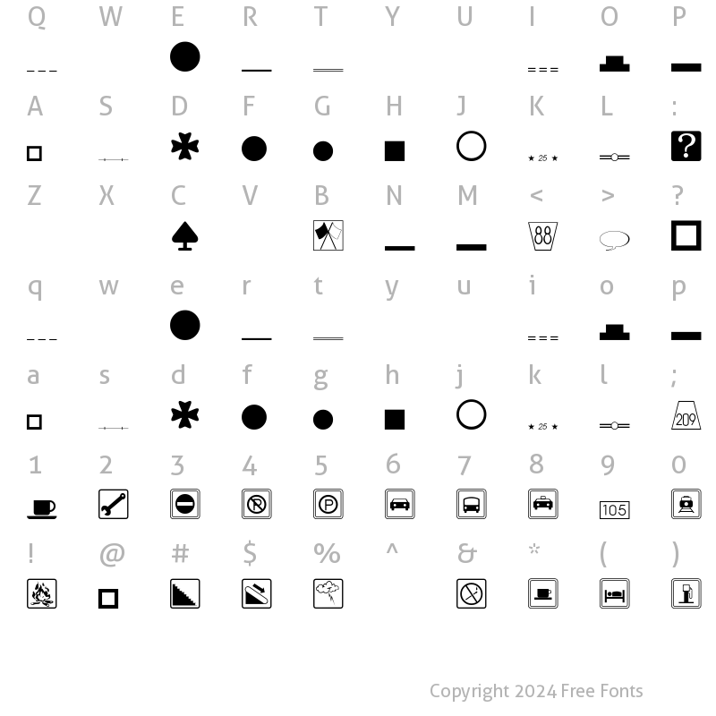 Character Map of SIGN&SYMBOLS-Thin Regular