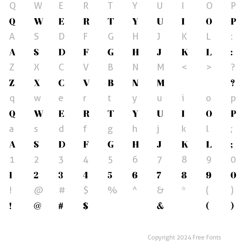 Character Map of Silencio Serif Font Regular