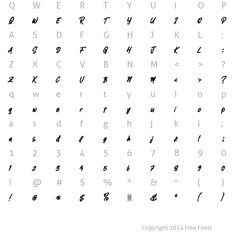 Character Map of Silent Woods Regular