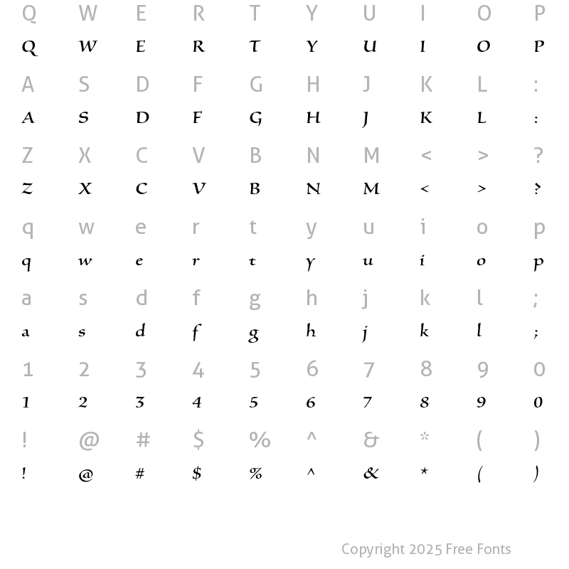 Character Map of Silentium Pro Roman II