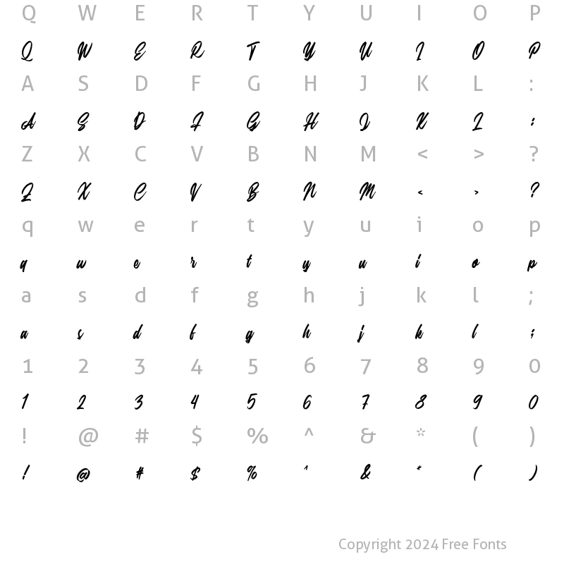 Character Map of Silfa Regular