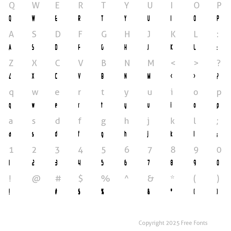 Character Map of Silicon Carne Medium