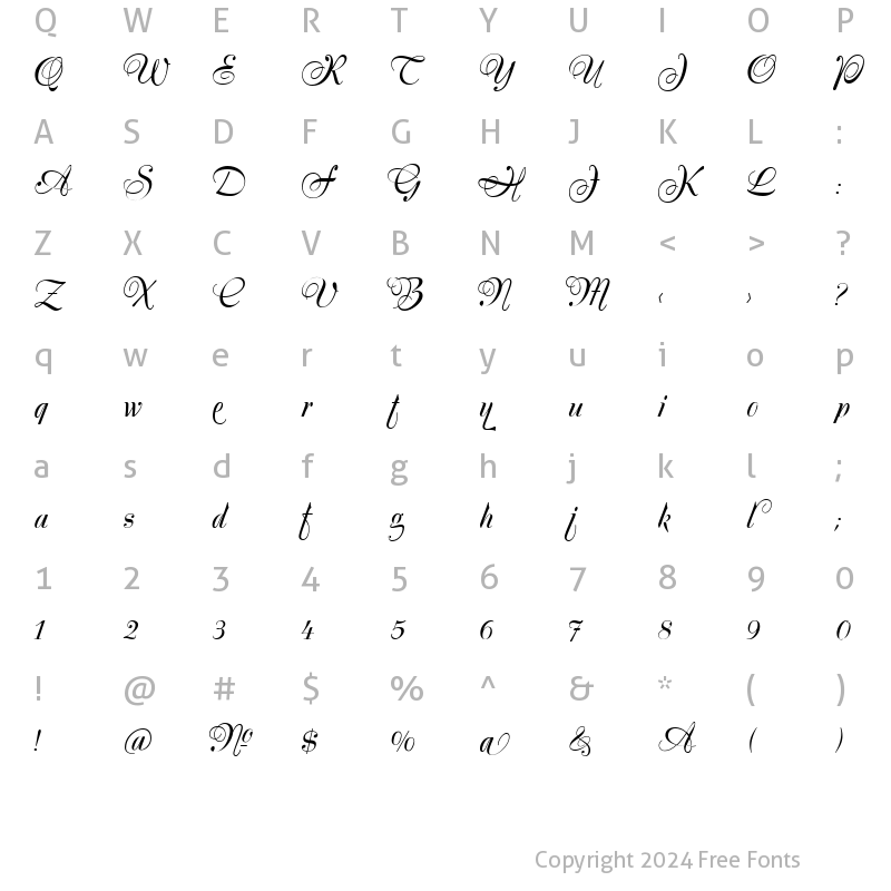 Character Map of Silk Script Alt Regular