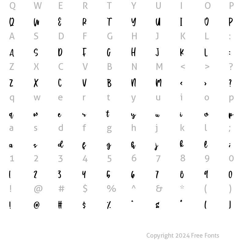 Character Map of Silky Smoke Regular