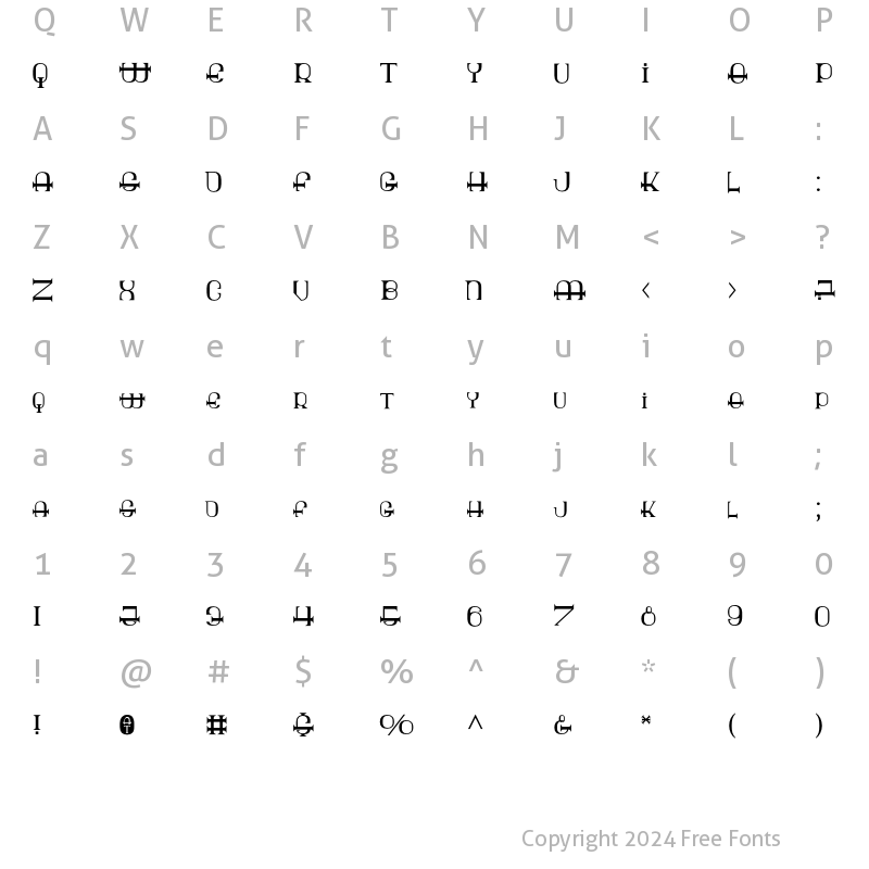 Character Map of Sillbat Regular