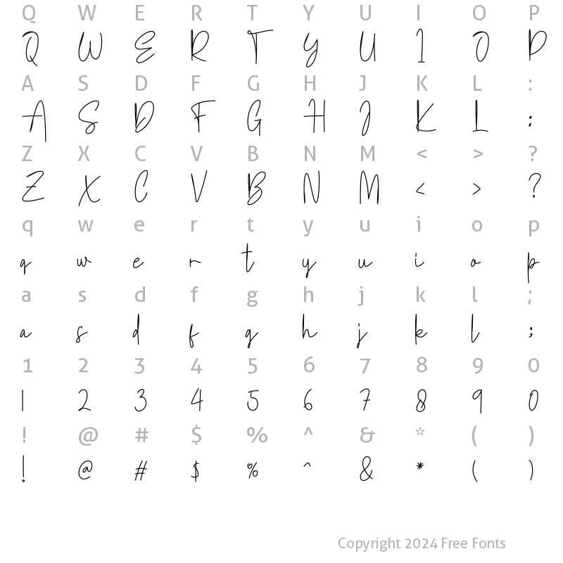 Character Map of Silli Admirable Regular