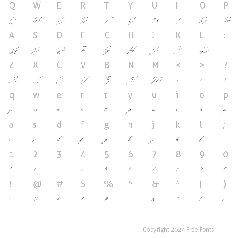 Character Map of Silly Girls Slant