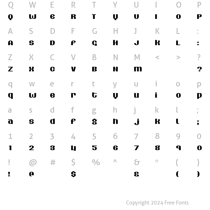 Character Map of Silver Dollar Regular