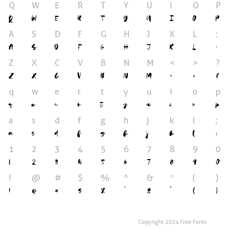 Character Map of Silver Lake Regular