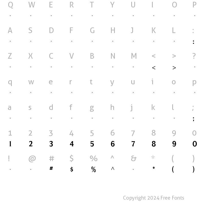 Character Map of SilveradoBoldCondensedTab Roman