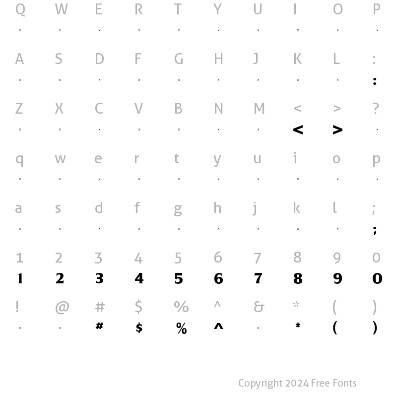 Character Map of SilveradoExtraBoldTab Roman