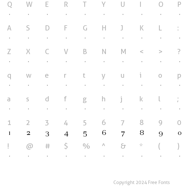 Character Map of SilveradoLightOldStyleFigures Roman