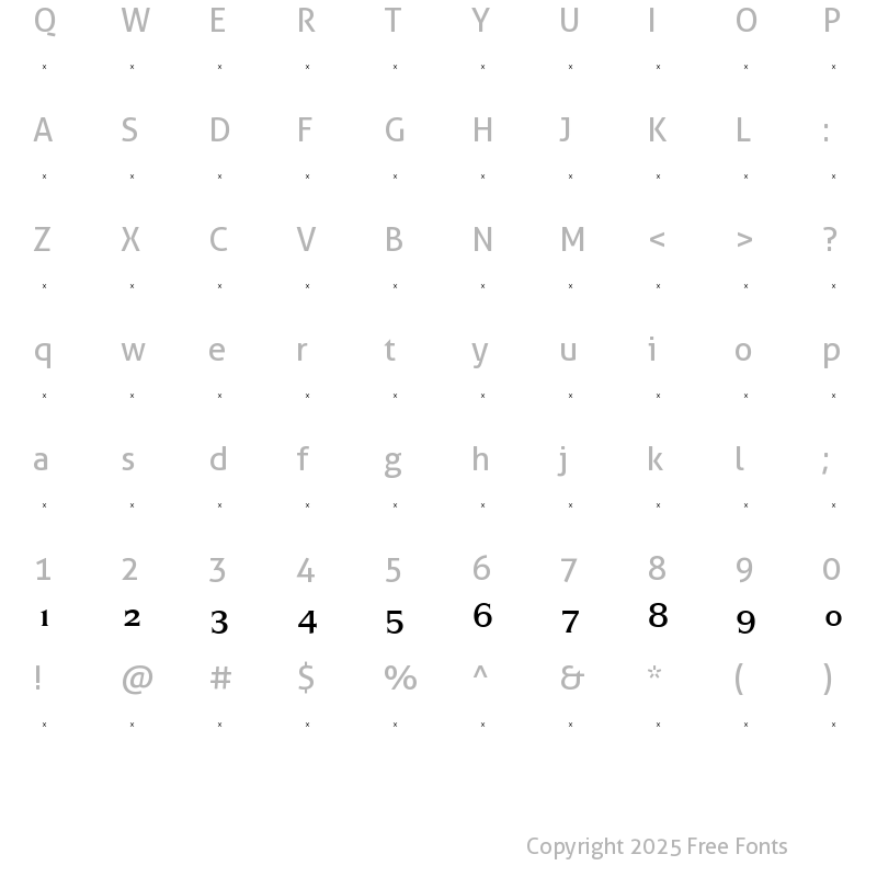 Character Map of SilveradoMediumOldStyleFigures Roman