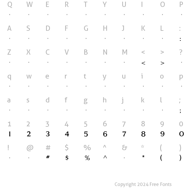 Character Map of SilveradoMediumTab Roman