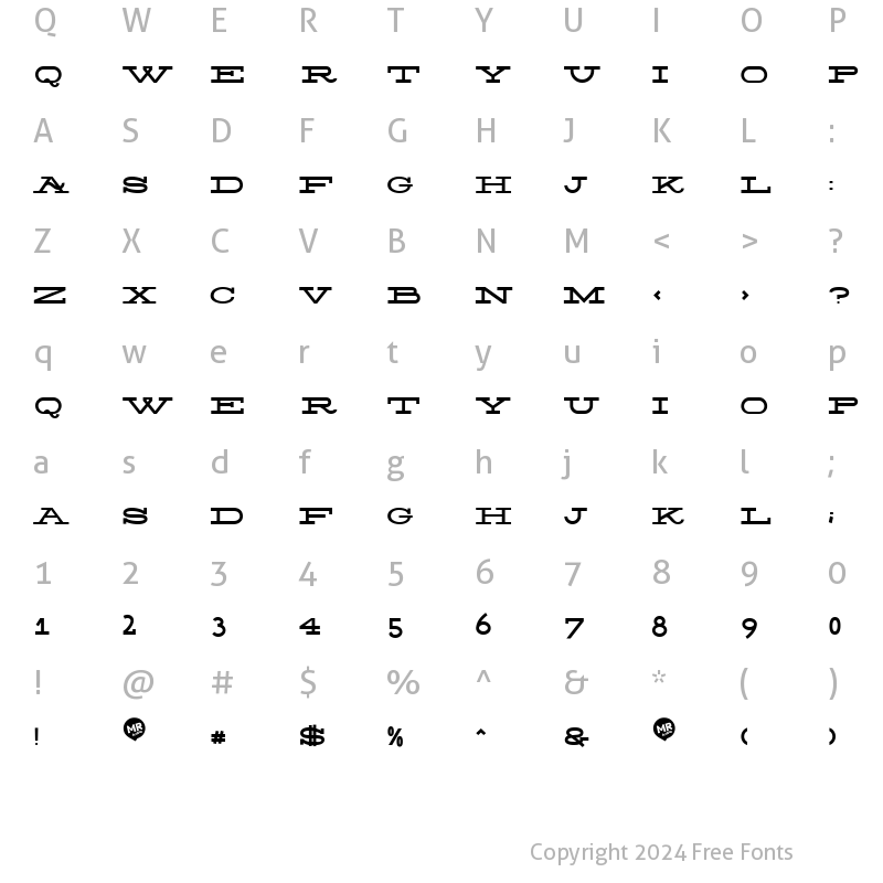 Character Map of Silverfake Regular