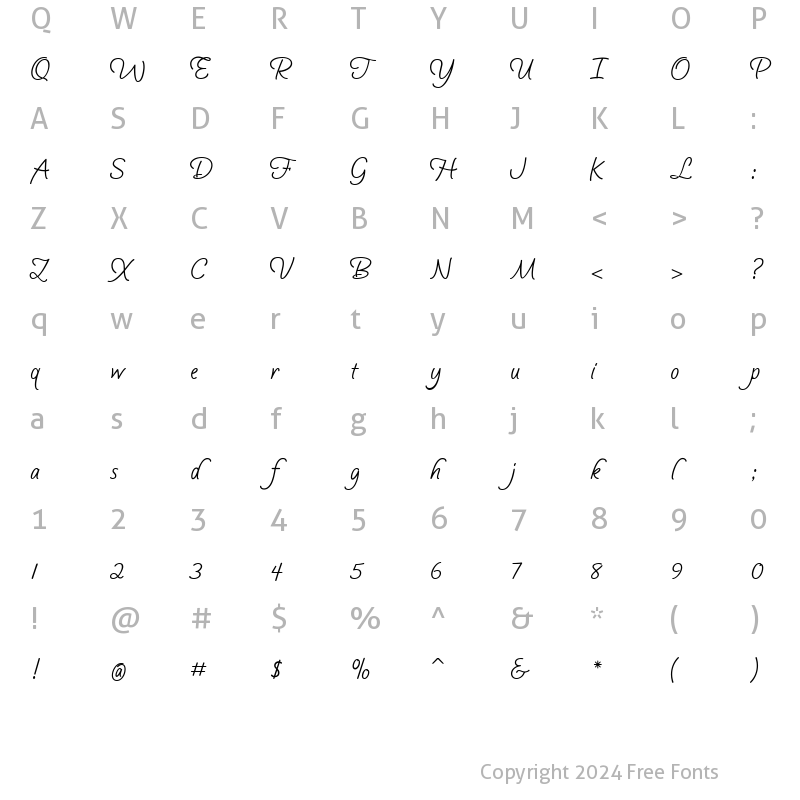 Character Map of SilverScriptFlourishes Regular