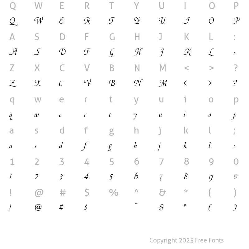 Character Map of SilverwoodSwash Regular