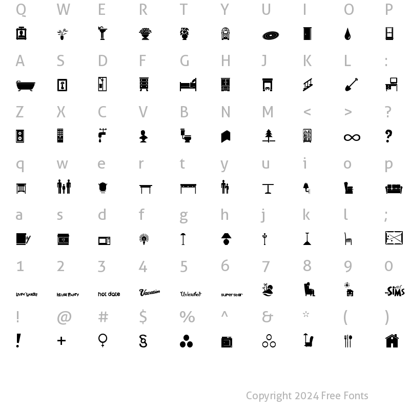 Character Map of Simbats Regular