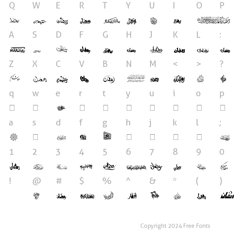 Character Map of Simbol Regular