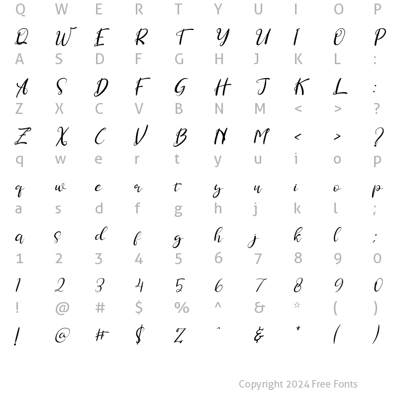 Character Map of Simphonitta Italic