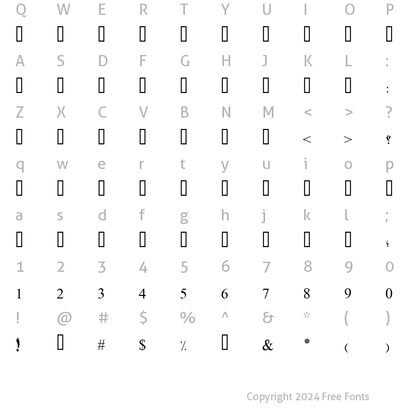 Character Map of Simple Bold Jut Out Regular