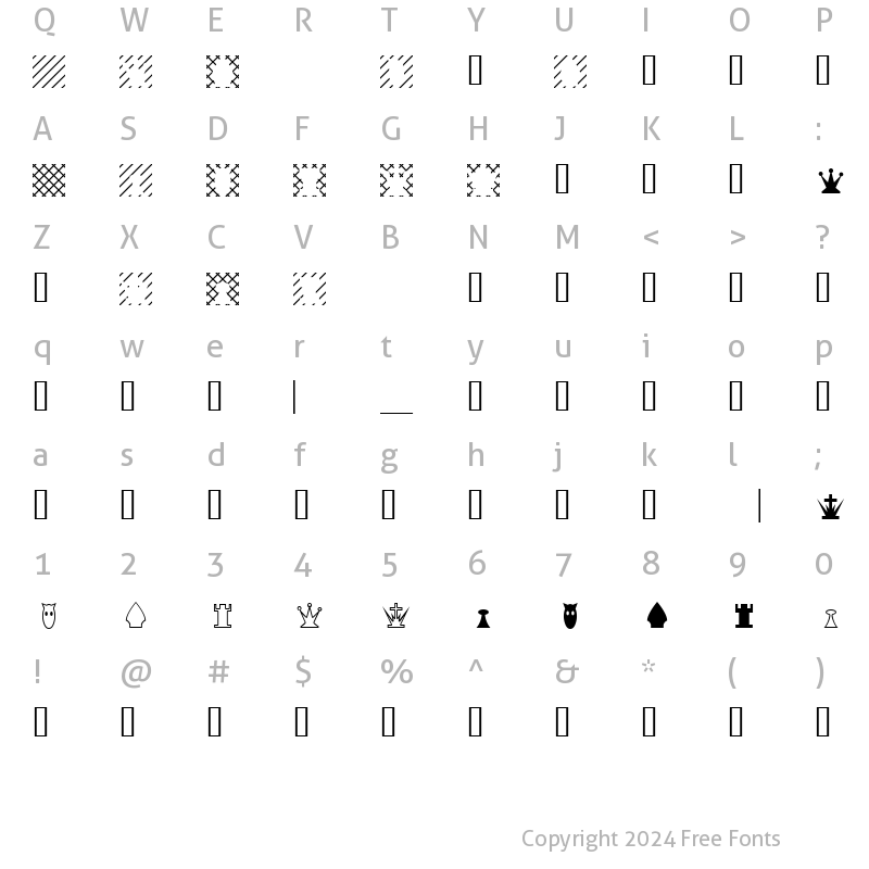 Character Map of SimpleChessFont Regular